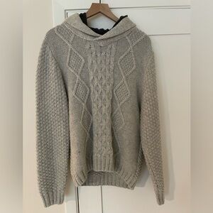 7 Diamonds Men's Gray Cable Knit Crewneck Sweater